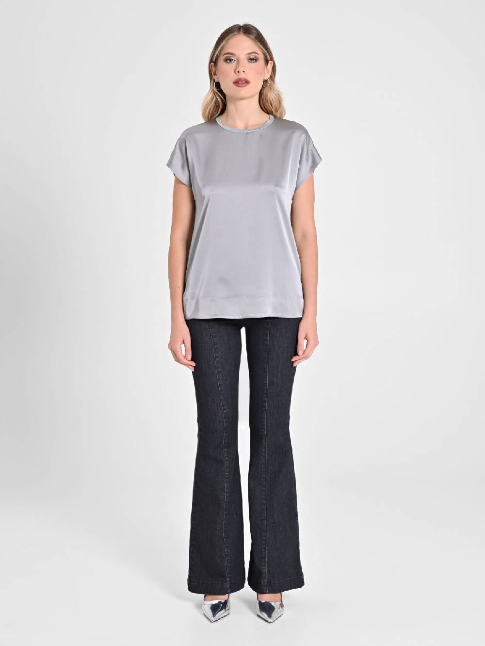 Rinascimento Blusa Envers Satin Grigia Consegna Veloce