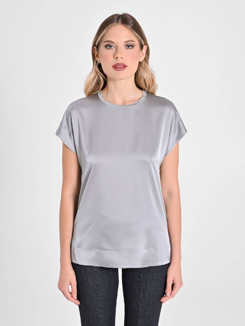 Rinascimento Blusa Envers Satin Grigia Consegna Veloce