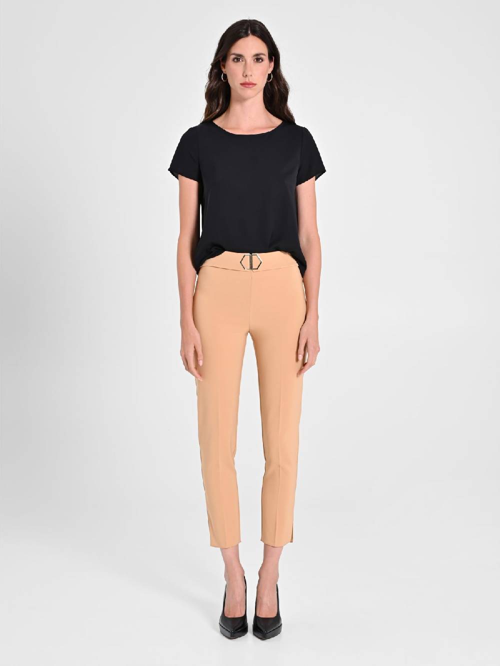 Rinascimento Pantaloni Cammello Fibbia Geometrica Fino Al -60%