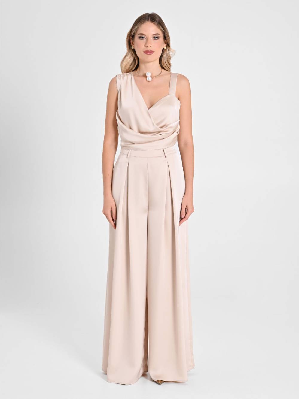 Rinascimento Top in Satin Beige Shopping Online