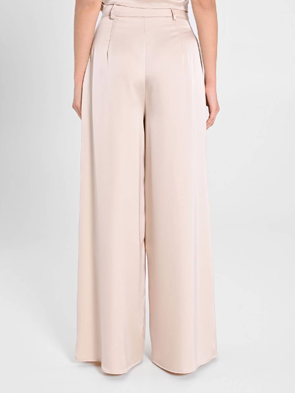 Rinascimento Pantaloni Palazzo in Satin Beige Affare Del Giorno