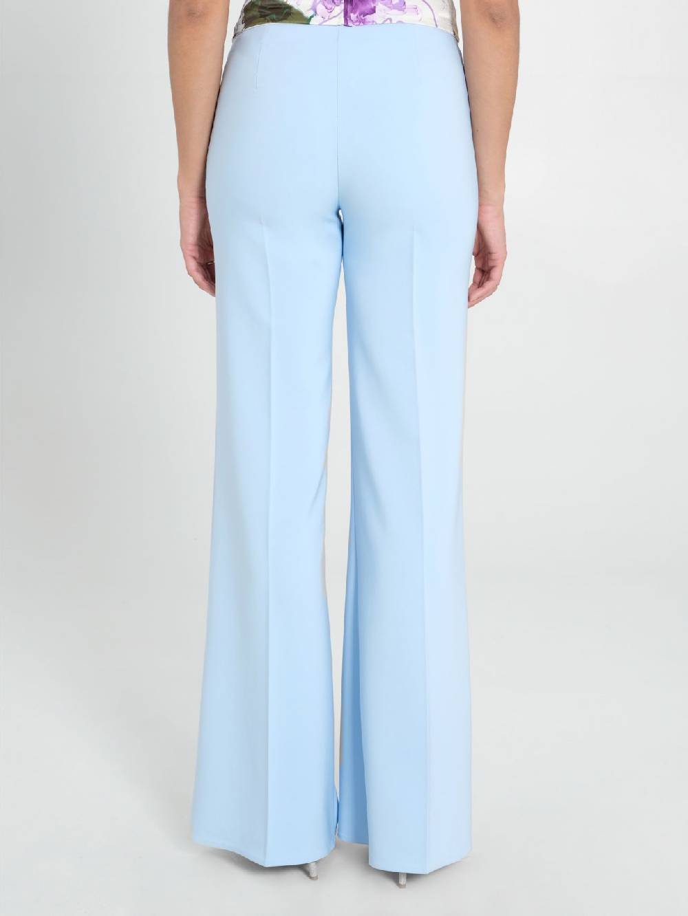 Rinascimento Pantaloni Palazzo in Tessuto Tecnico Azzurro Donna Offerte