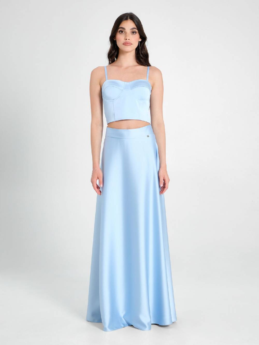 Rinascimento Top Bustier in Raso Strutturato Azzurro Vendita Economica
