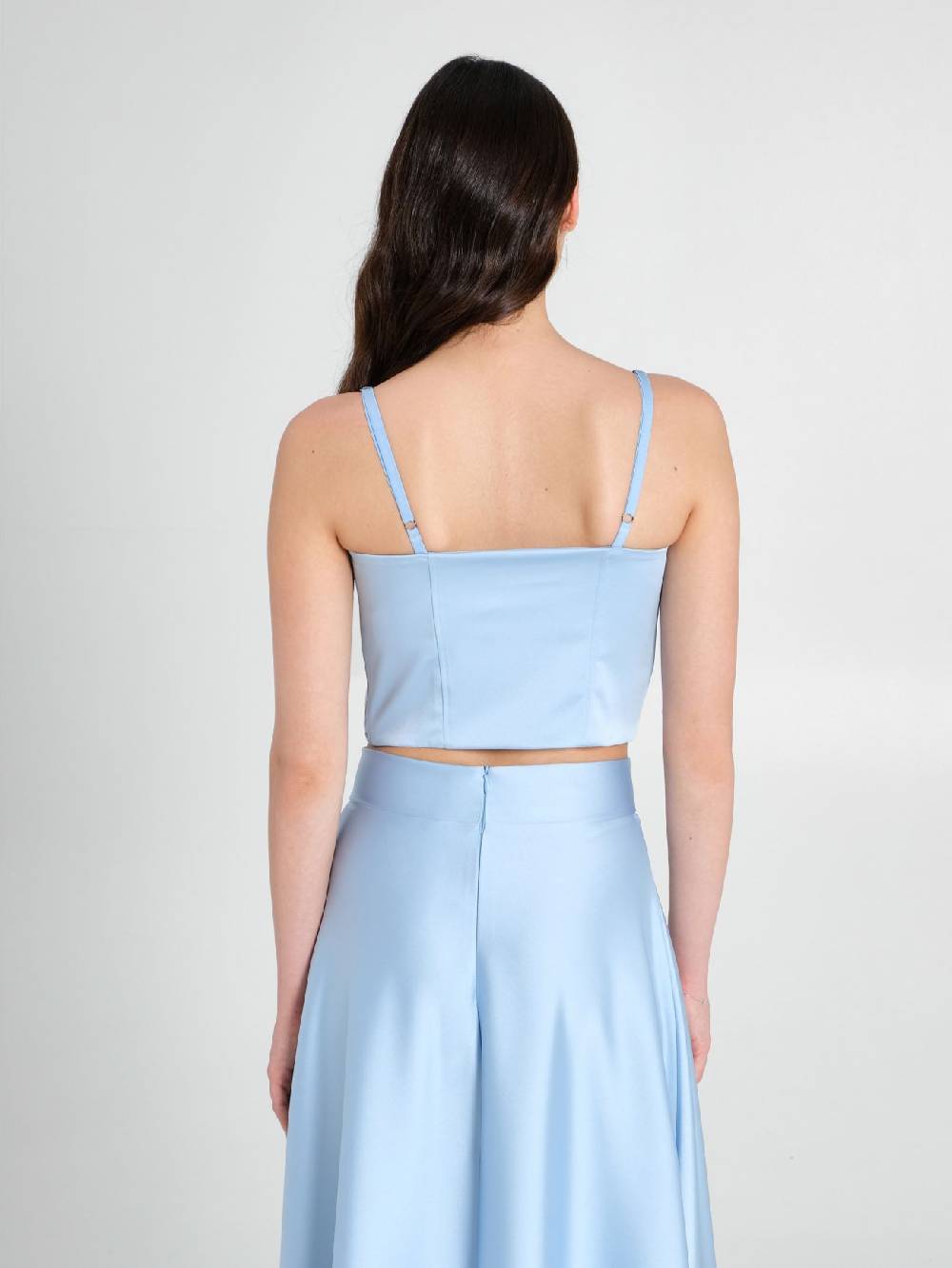 Rinascimento Top Bustier in Raso Strutturato Azzurro Vendita Economica