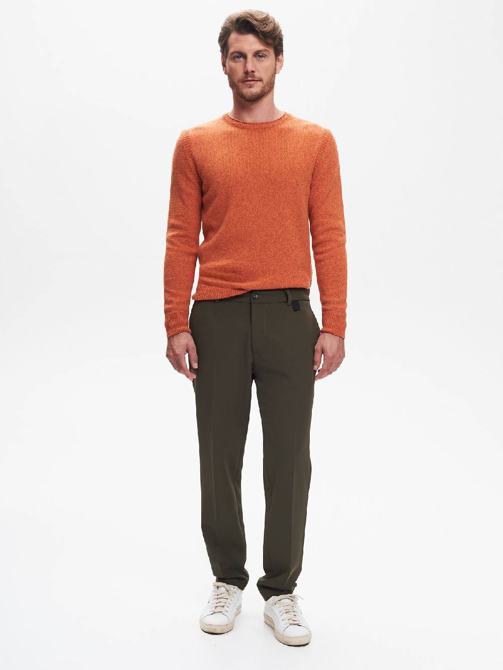 Rinascimento Pantaloni Regular-Fit Uomo Fluido Verde QB24 Qualità Garantita