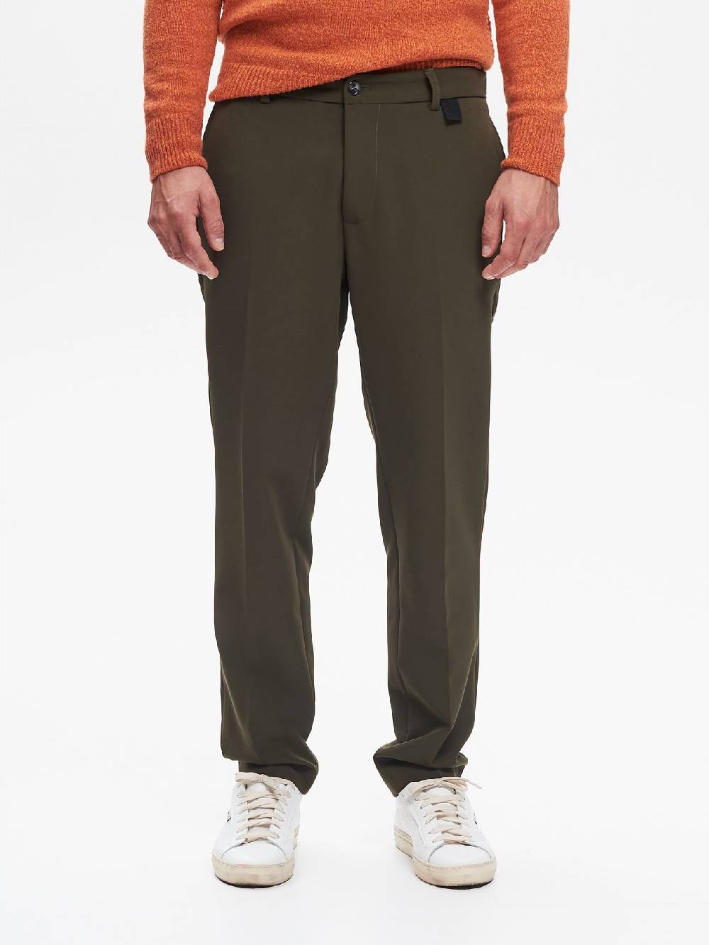 Rinascimento Pantaloni Regular-Fit Uomo Fluido Verde QB24 Qualità Garantita
