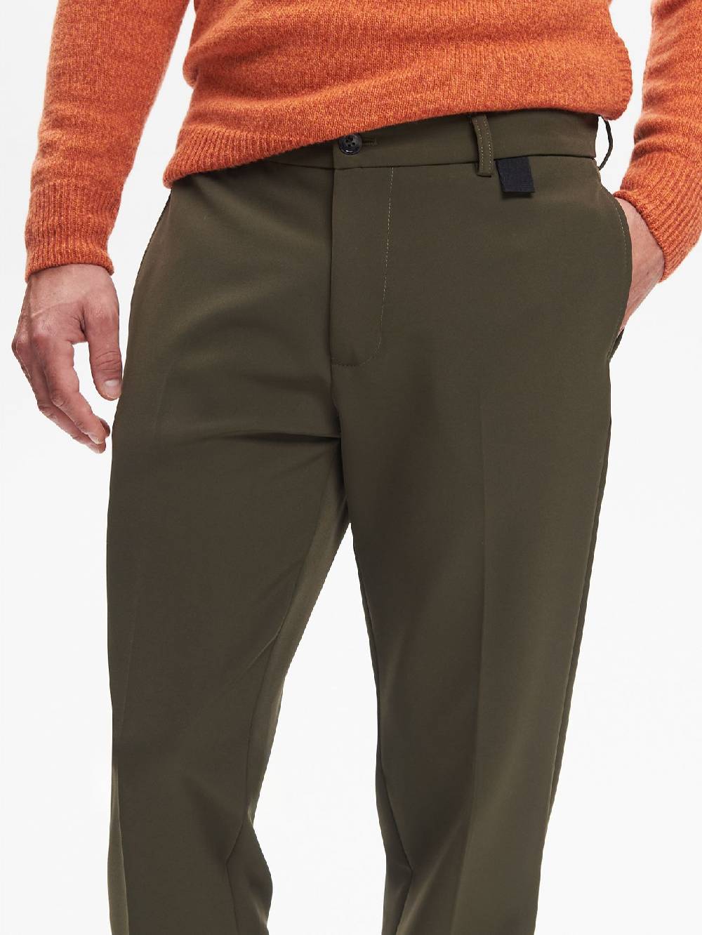 Rinascimento Pantaloni Regular-Fit Uomo Fluido Verde QB24 Qualità Garantita