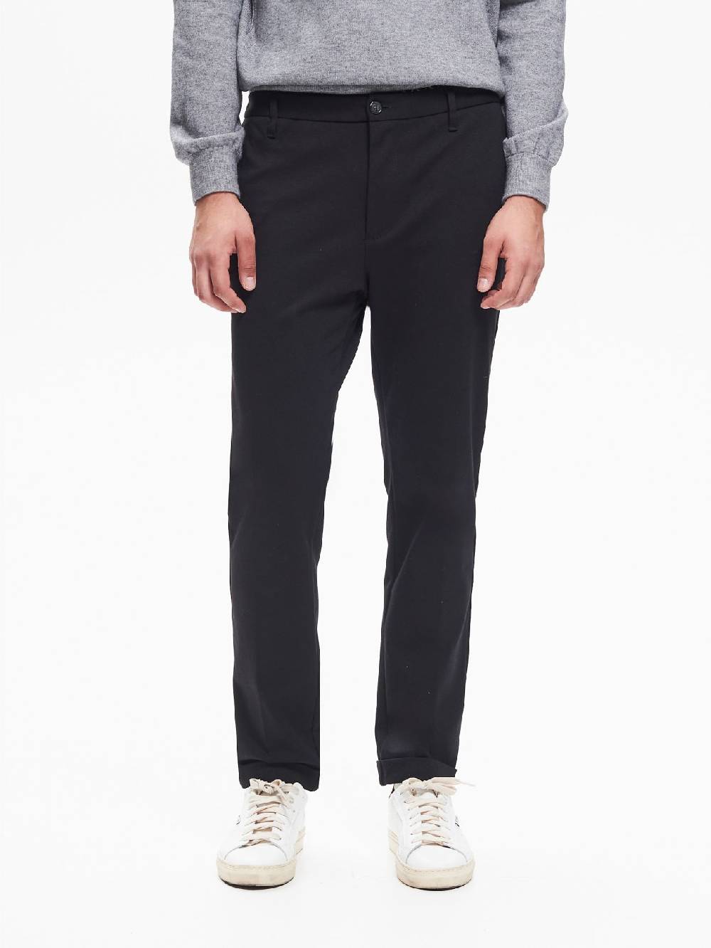 Rinascimento Pantaloni Uomo Punto Milano Nero QB24 Vendita Calda