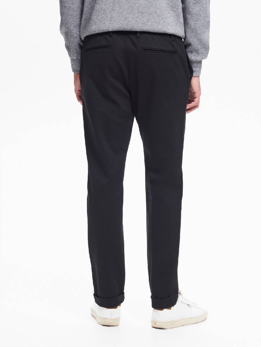 Rinascimento Pantaloni Uomo Punto Milano Nero QB24 Vendita Calda
