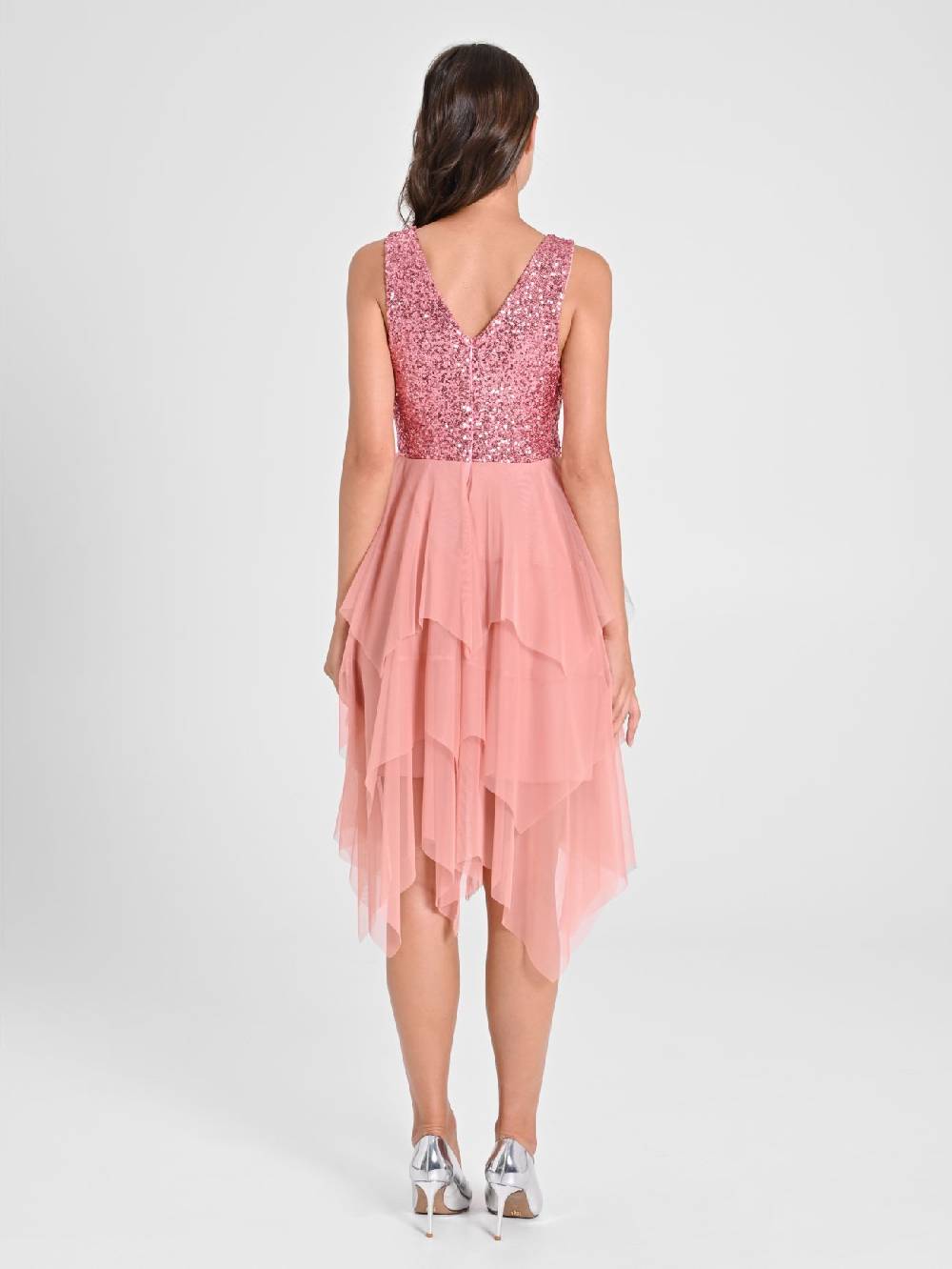 Rinascimento Abito in Tulle e Paillettes Rosa Negozio