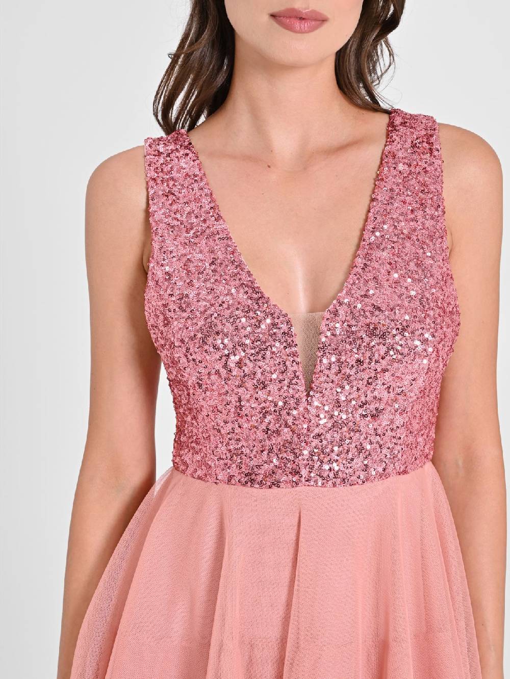 Rinascimento Abito in Tulle e Paillettes Rosa Negozio