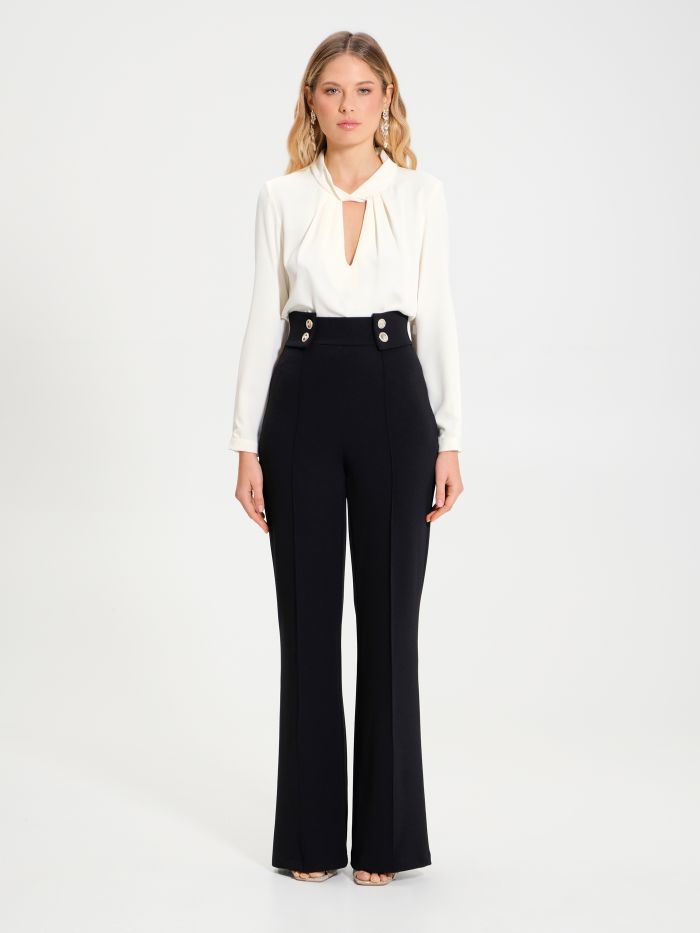 Rinascimento Pantaloni 4 Bottoni in Scuba Crépe Moda