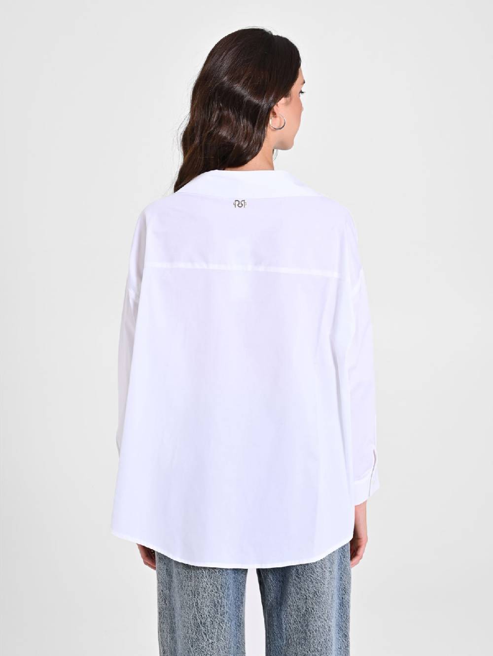 Rinascimento Camicia in Cotone con Collo Aperto Spedizione Gratuita