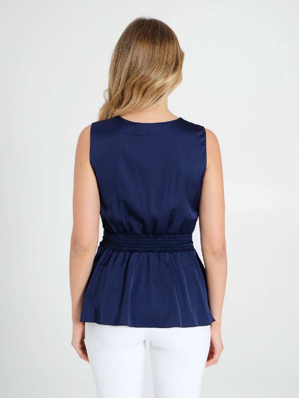 Rinascimento Top in Raso Blu Pezzi Unici