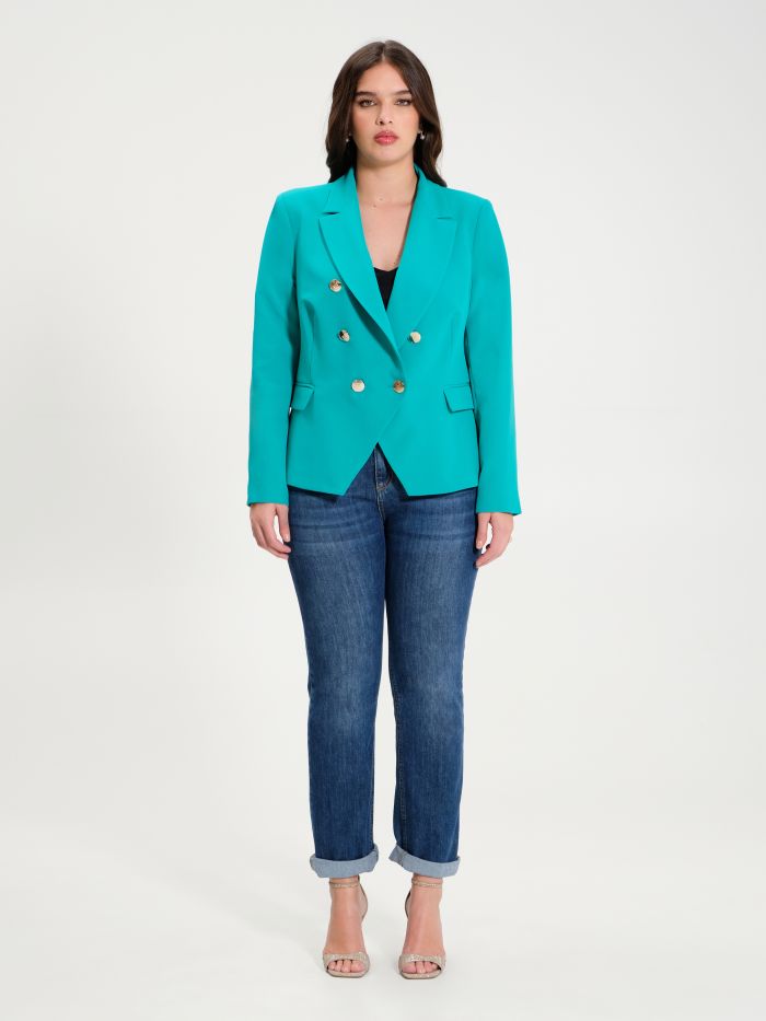 Rinascimento Giacca Curvy 6 Bottoni Verde Pavone Shopping Online