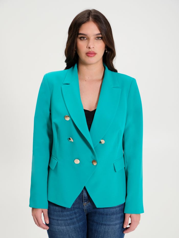 Rinascimento Giacca Curvy 6 Bottoni Verde Pavone Shopping Online