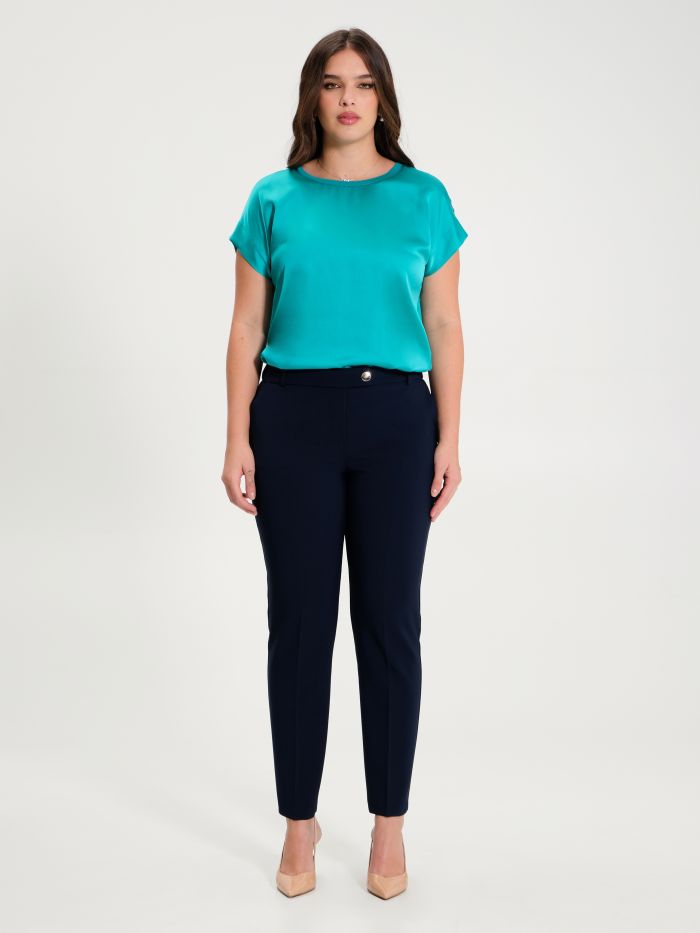 Rinascimento Pantaloni Curvy Blu Navy Presa
