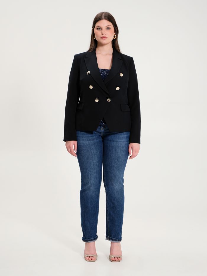 Rinascimento Giacca Curvy 6 Bottoni Nero Sconto