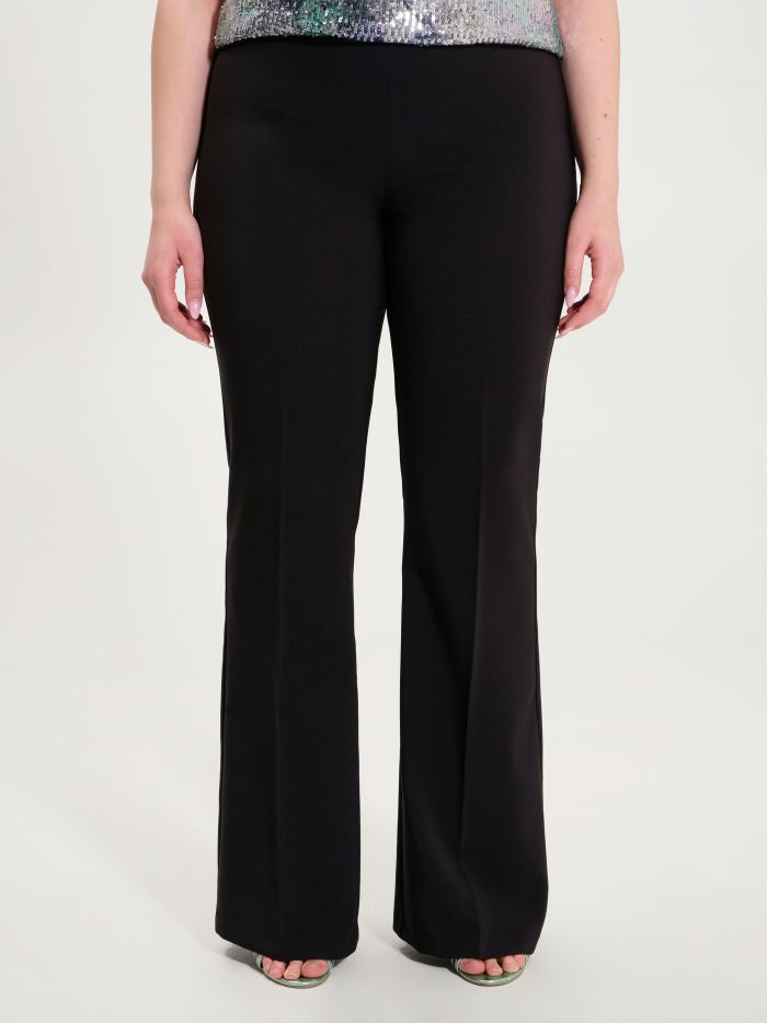 Rinascimento Pantaloni Curvy a Palazzo in Tessuto Tecnico Economico