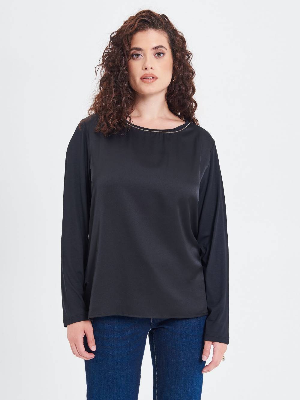 Rinascimento Blusa Curvy Envers Satin Nera Saldi