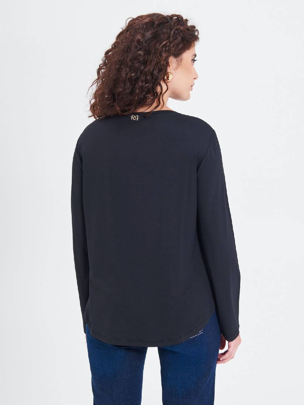 Rinascimento Blusa Curvy Envers Satin Nera Saldi