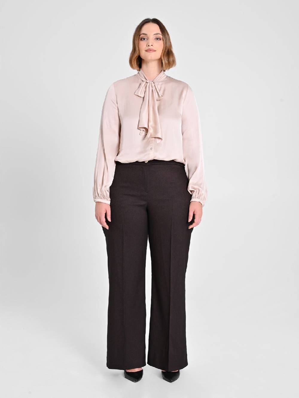 Rinascimento Pantaloni Curvy in Poliviscosa Marrone Online