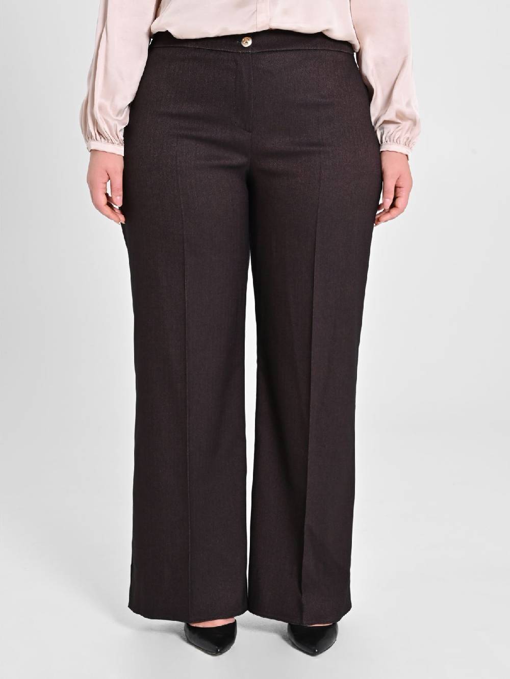 Rinascimento Pantaloni Curvy in Poliviscosa Marrone Online