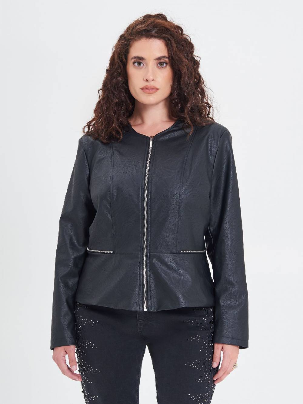 Rinascimento Giubbino Curvy in similpelle con Baschina Negozio