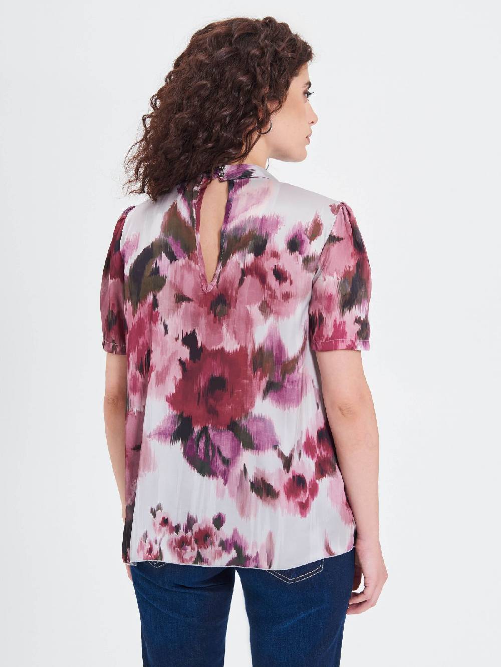 Rinascimento Blusa Curvy stampa Fiori Astratti In Linea