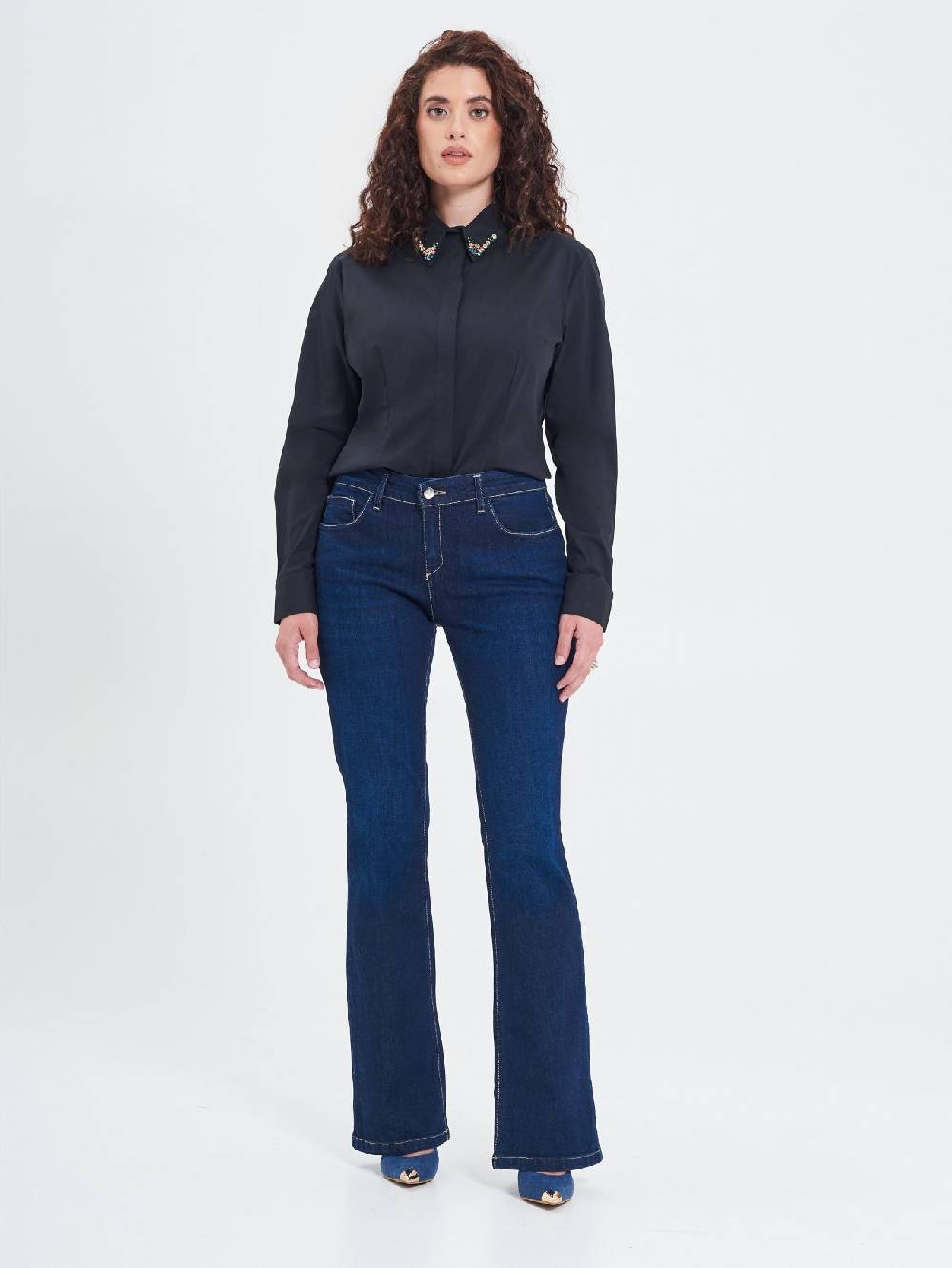 Rinascimento Camicia Curvy con Collo Gioiello Vendita