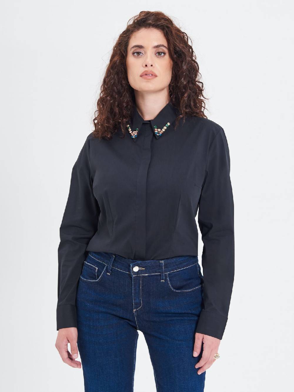 Rinascimento Camicia Curvy con Collo Gioiello Vendita