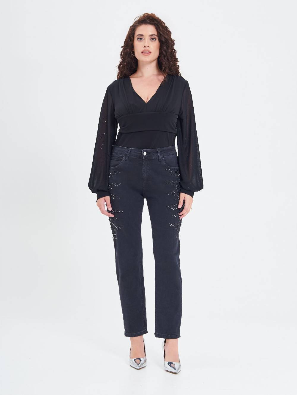 Rinascimento Jeans Curvy Borchie & Strass Spedizione Gratuita