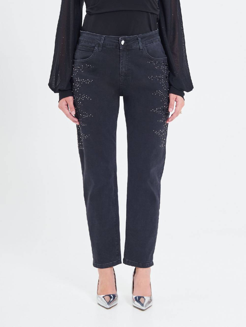 Rinascimento Jeans Curvy Borchie & Strass Spedizione Gratuita