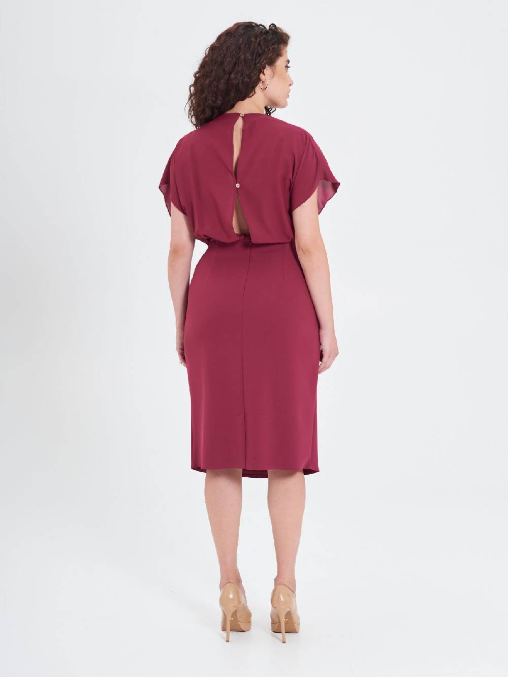 Rinascimento Abito Curvy Nodo Bordeaux Fino Al -60%