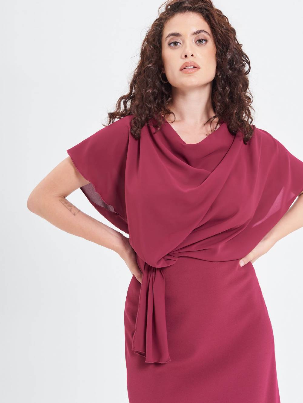 Rinascimento Abito Curvy Nodo Bordeaux Fino Al -60%
