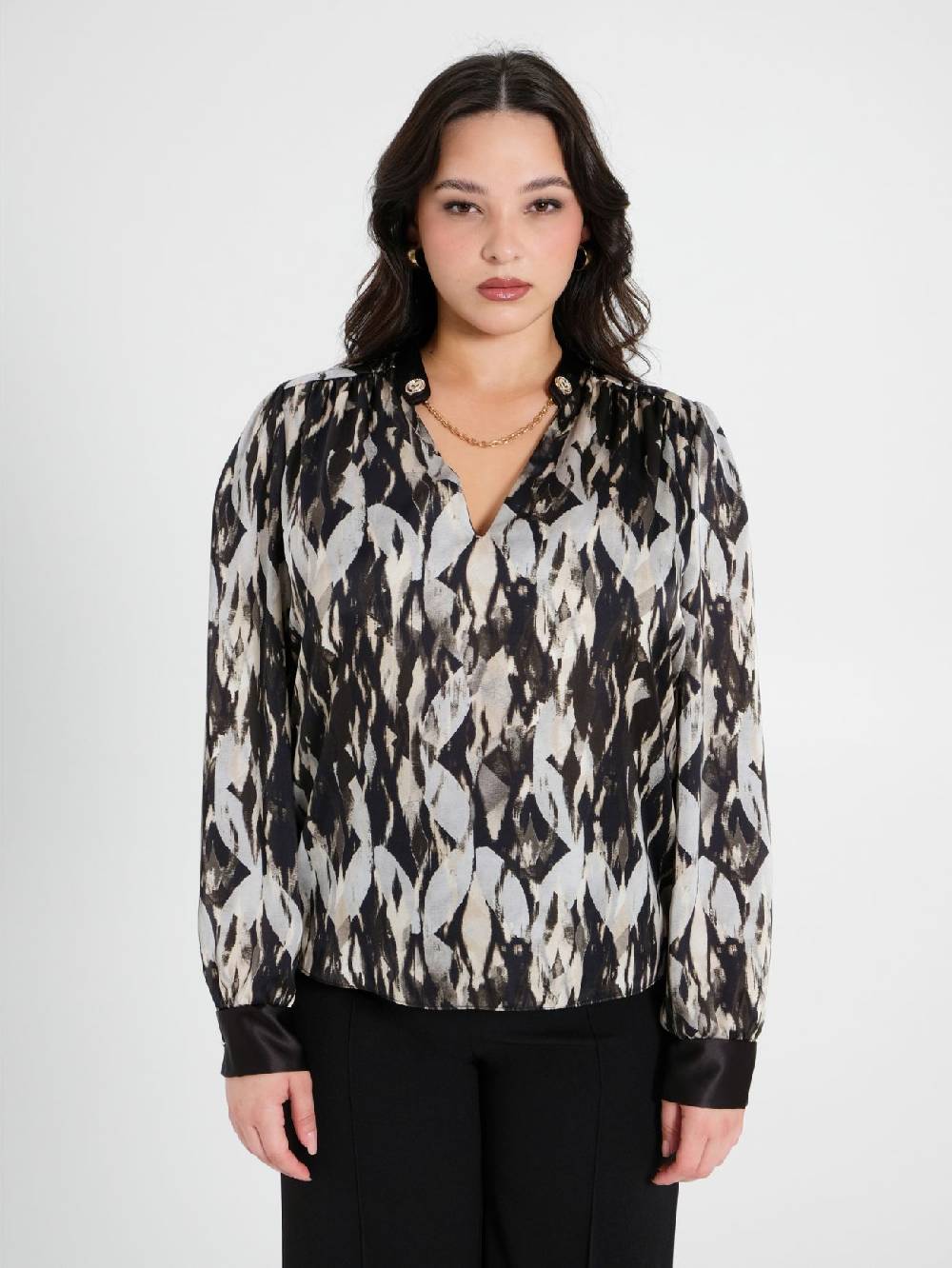 Rinascimento Blusa Curvy stampa Black & White Sconto