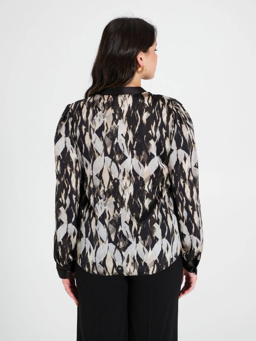 Rinascimento Blusa Curvy stampa Black & White Sconto