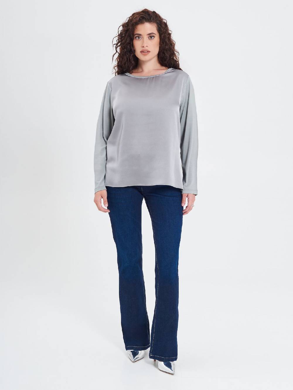 Rinascimento Blusa Curvy Envers Satin Grigia In Vendita