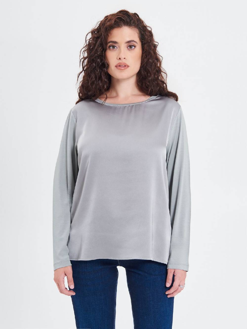 Rinascimento Blusa Curvy Envers Satin Grigia In Vendita
