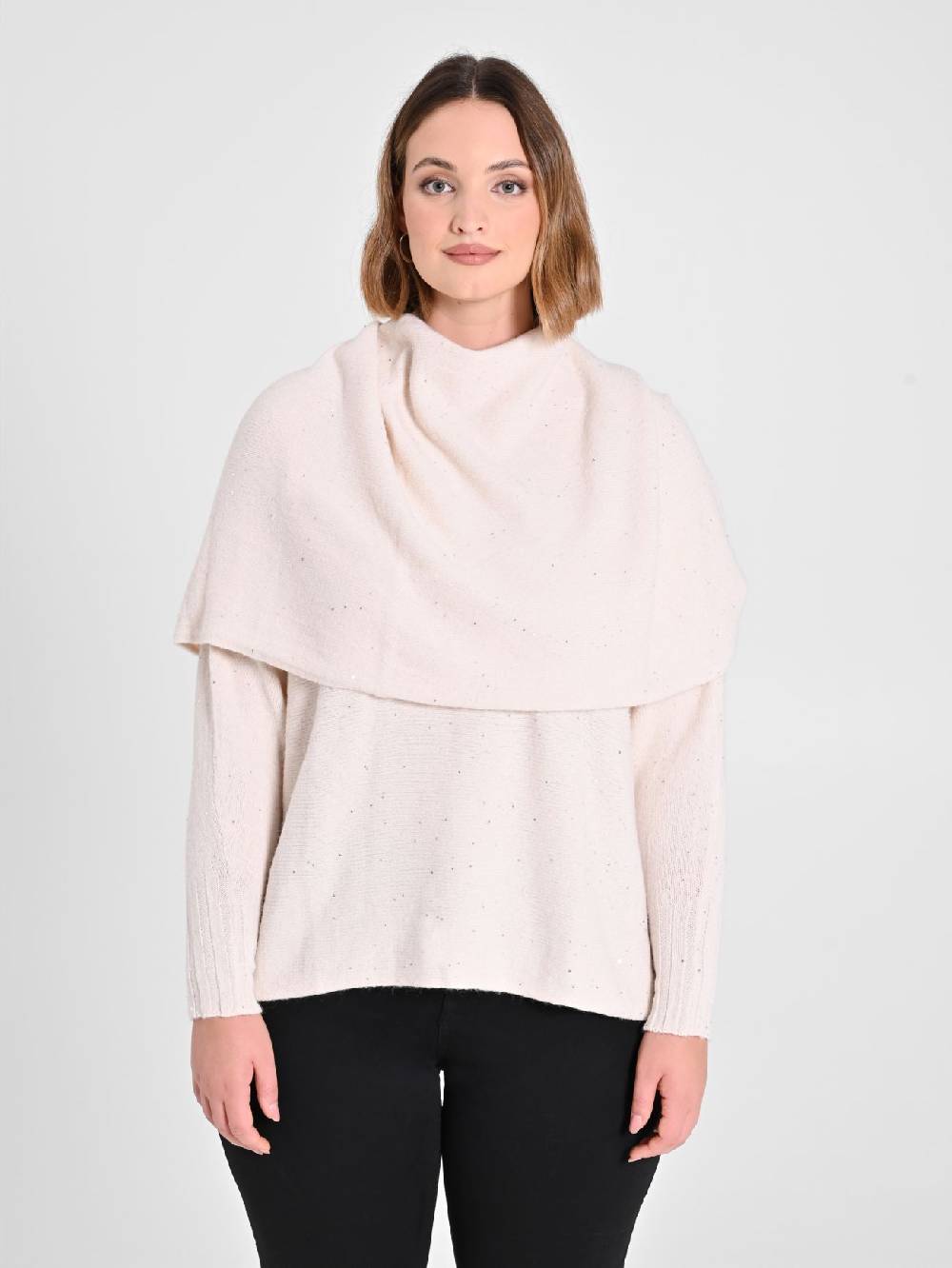 Rinascimento Collo in Maglia Curvy Scaldaspalle Beige Spedizione gratuita