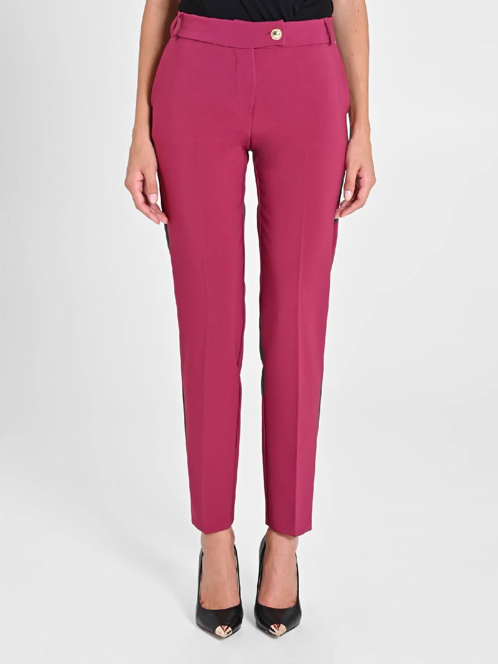 Rinascimento Pantaloni Straight in Tessuto Tecnico Bordeaux Fornitura limitata