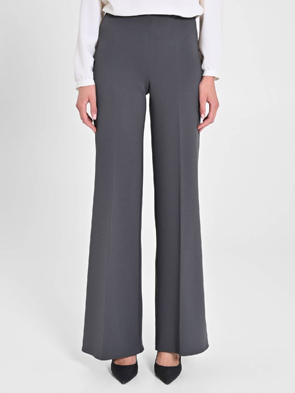 Rinascimento Pantaloni Palazzo in Scuba mano Crepe Grigio Online Outlet