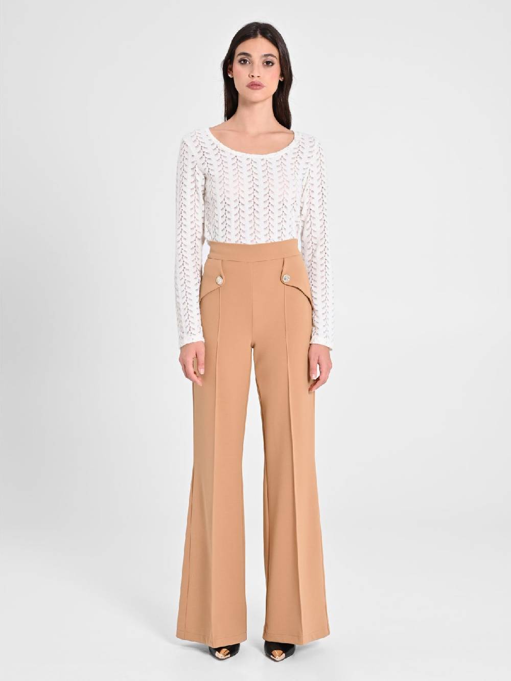 Rinascimento Pantaloni Palazzo con Bottoni Dorati Lightning offer