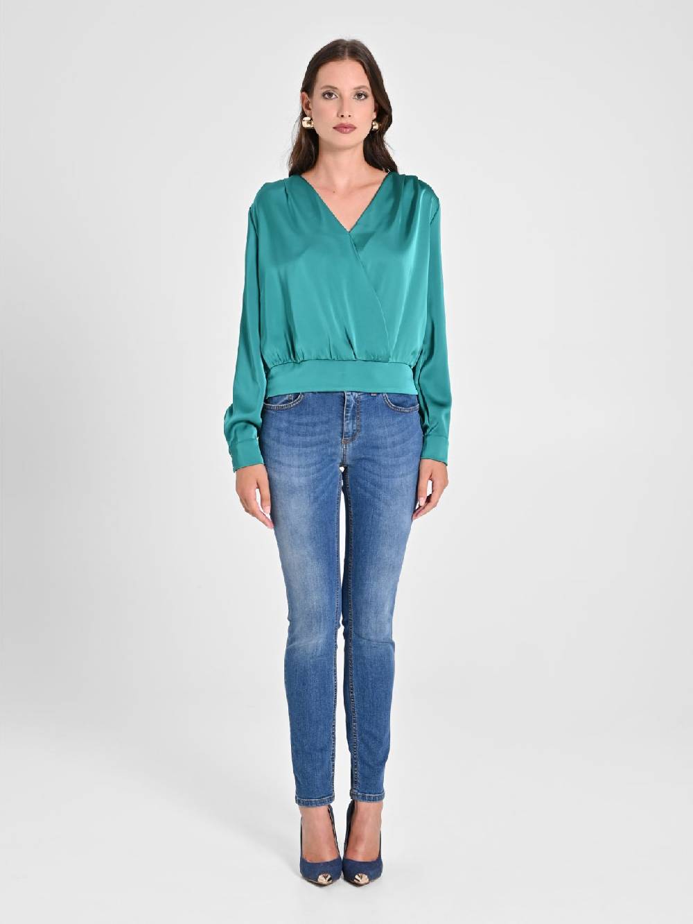 Rinascimento Blusa incrociata in Raso Fino al 65% di sconto