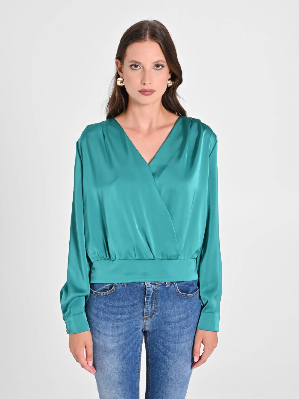 Rinascimento Blusa incrociata in Raso Fino al 65% di sconto