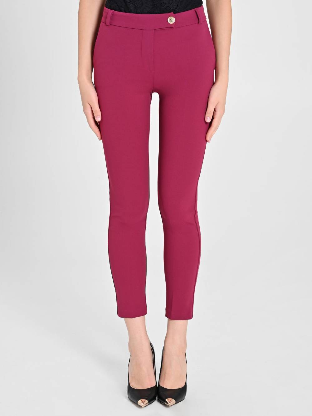 Rinascimento Pantaloni Straight in Scuba mano Crepe Bordeaux Only for today