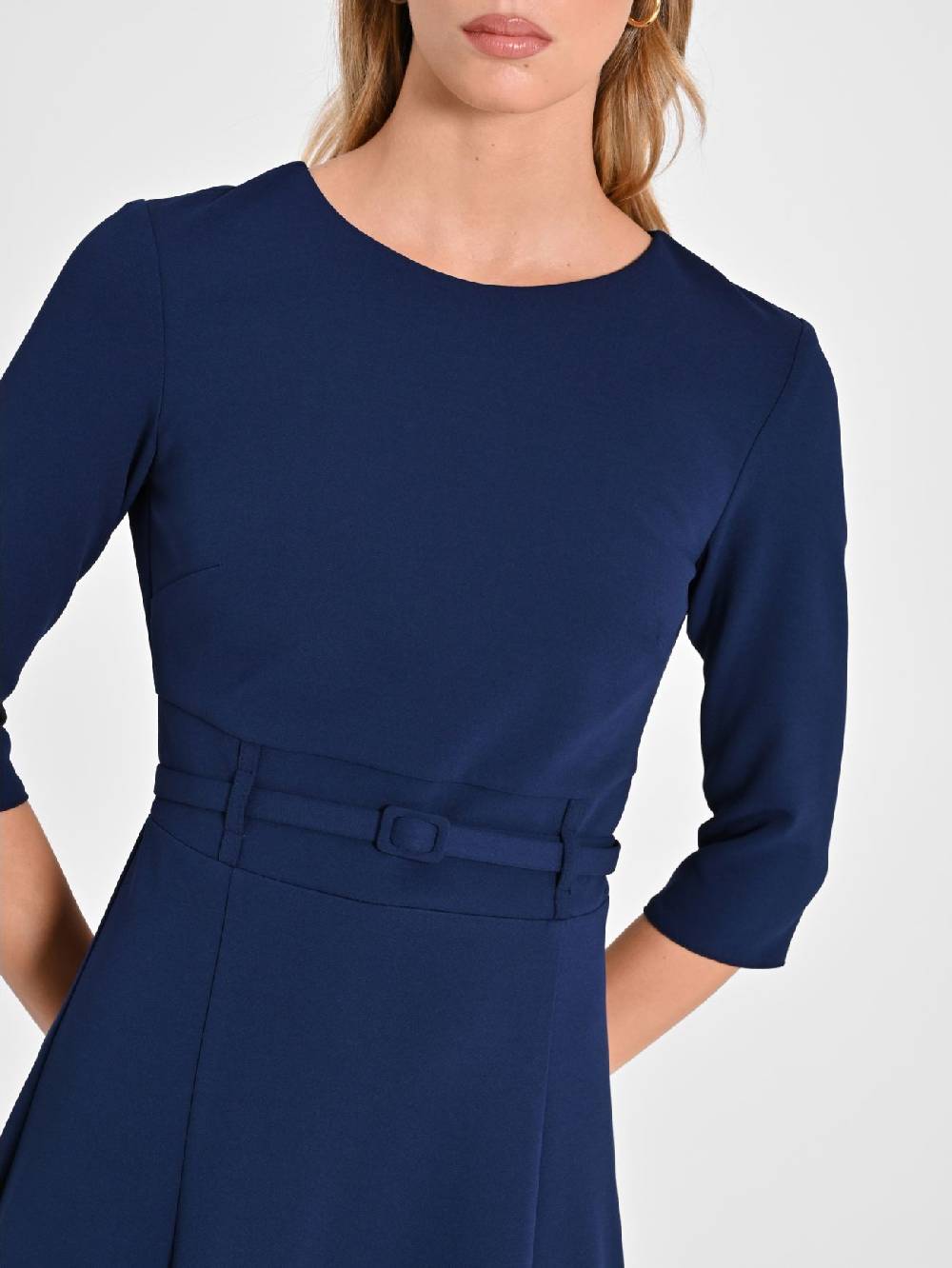 Rinascimento Abito Blu con Cintura Ricoperta Fino al 55% di sconto