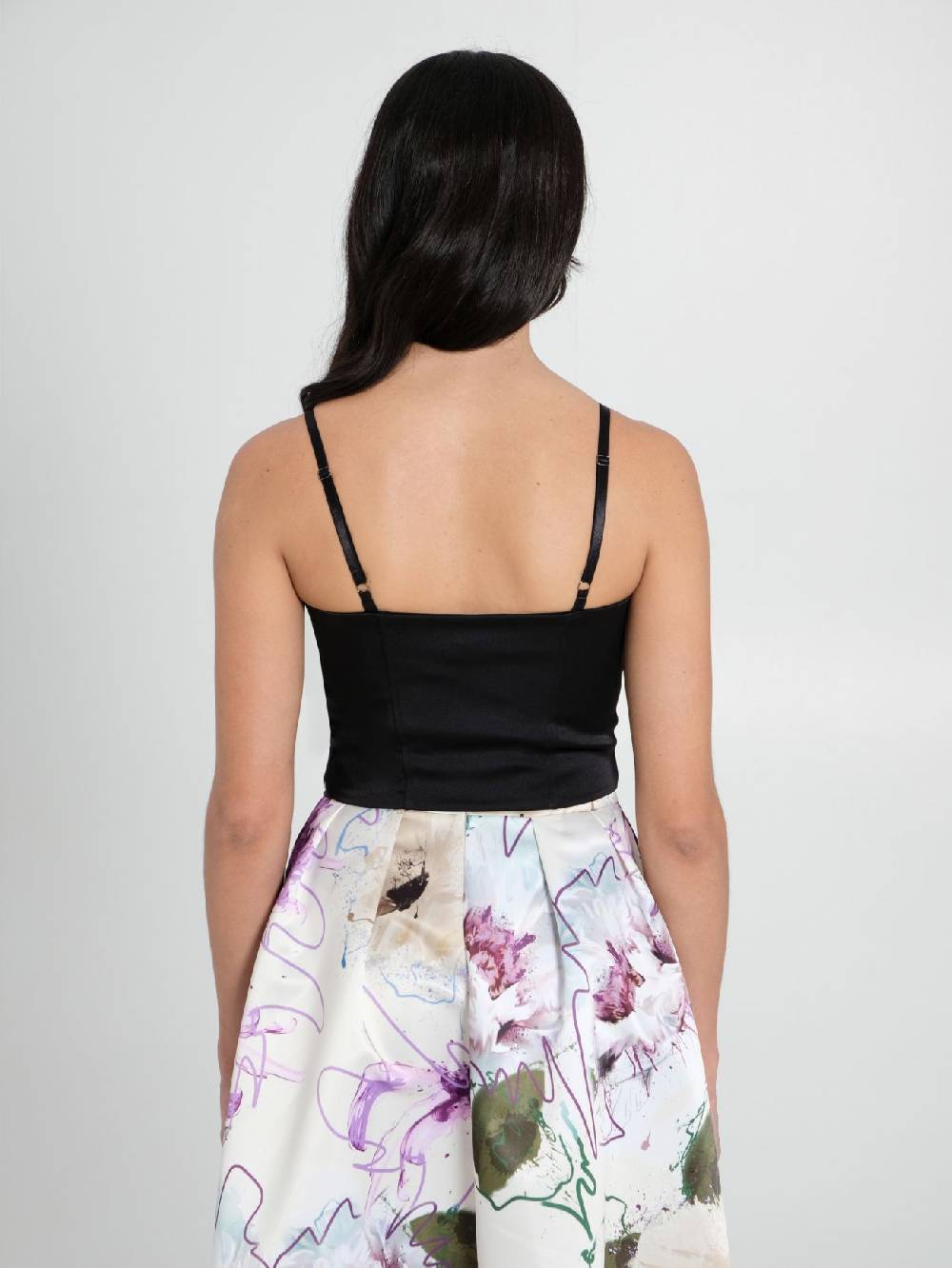 Rinascimento Top Bustier in Raso Strutturato Nero Trasporto libero internazionale