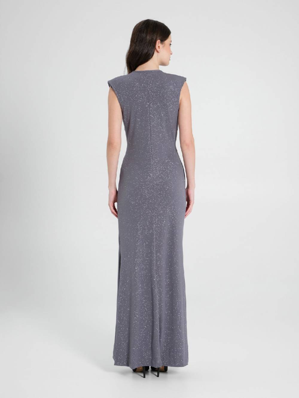Rinascimento Abito Arriccio Microglitter Grigio Donna Spedizione Gratuita