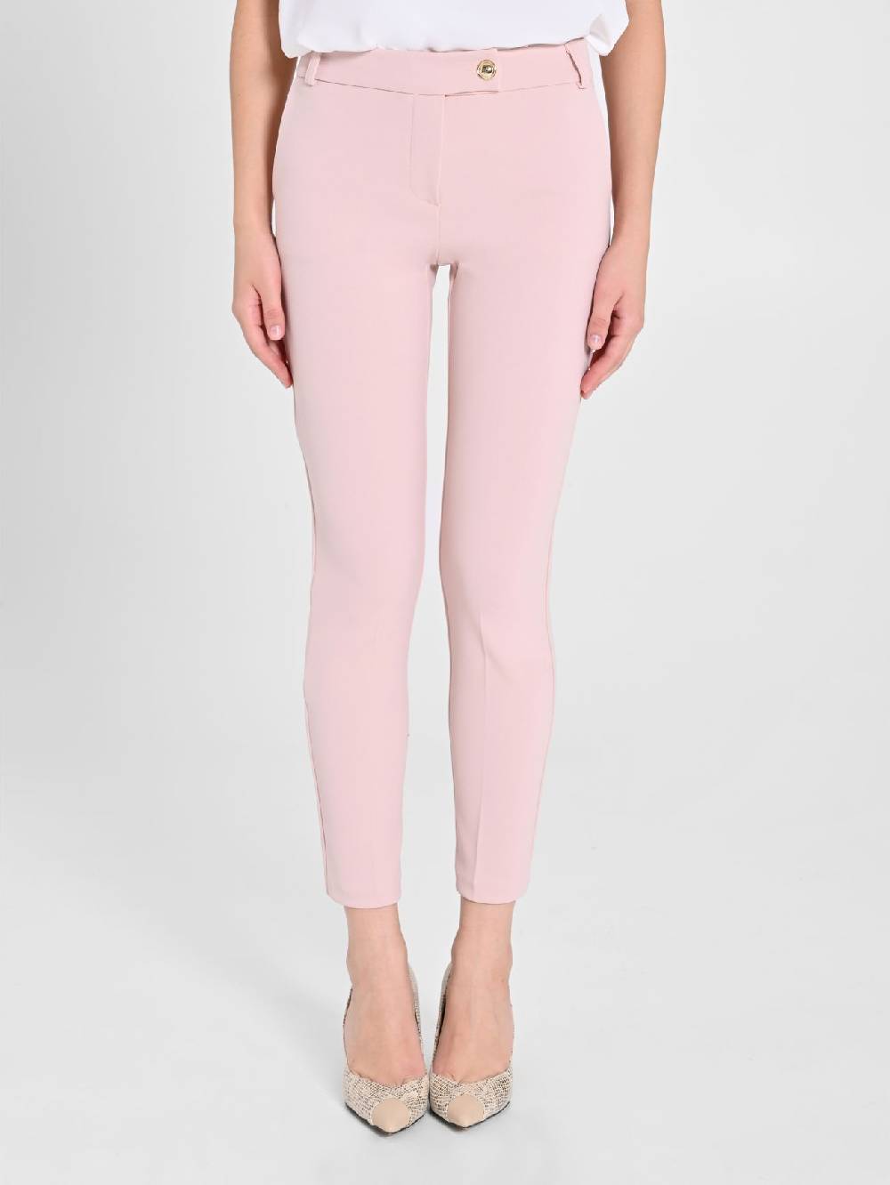 Rinascimento Pantaloni Straight in Scuba mano Crepe Rosa Vendita calda